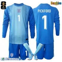 Maglie da calcio Inghilterra Giordania Pickford #1 Portiere Prima Maglia Bambino Mondiali 2026  Manica Lunga + Pantaloni corti)